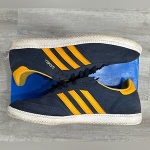 Adidas Samba - Navy Blue Suede with golden yellow strips. Size 10